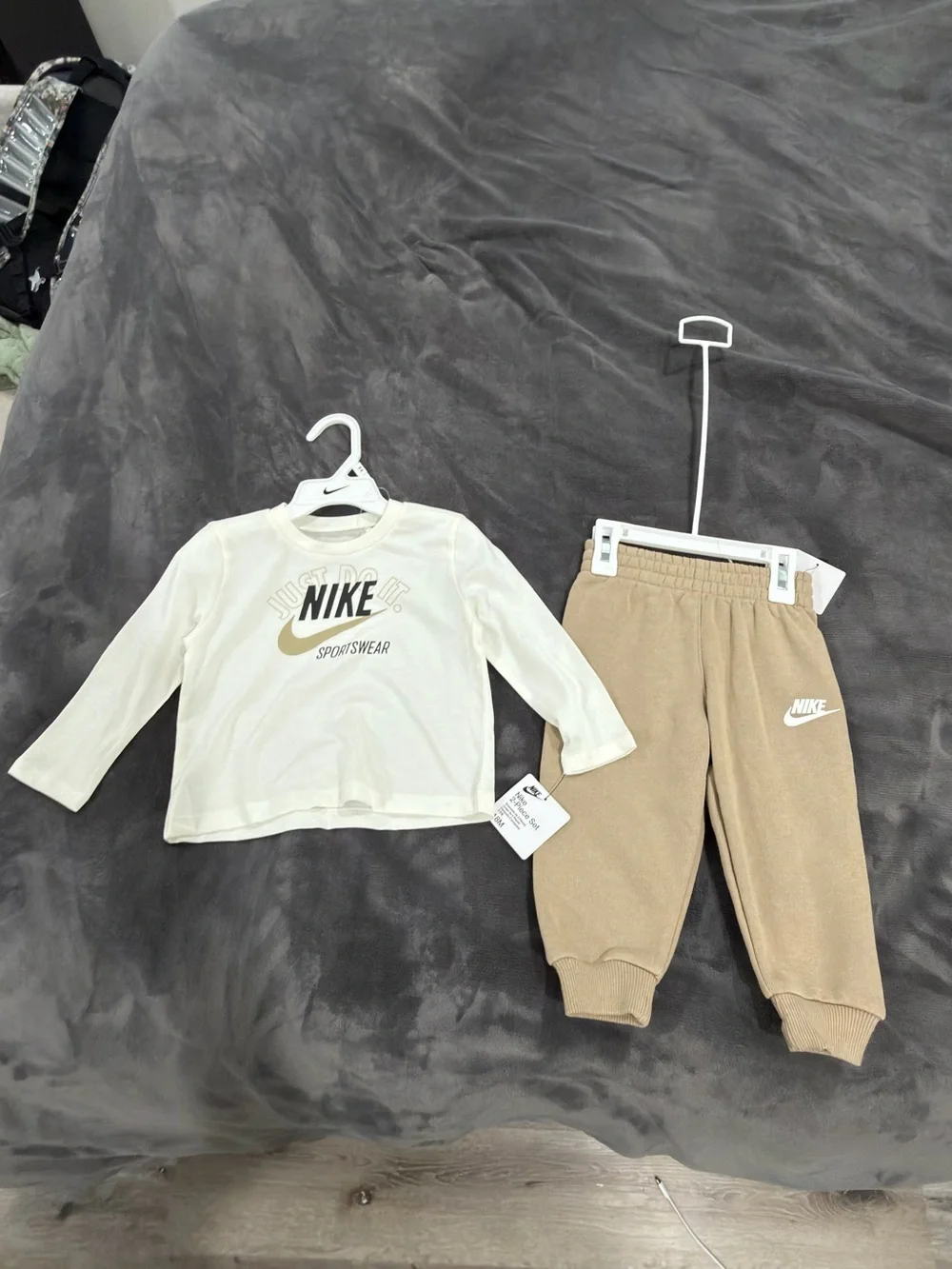 Nike Cream & Tan Kids 2-Piece Sweatshirt and Joggers Set